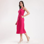 purple Women's Fit and Flare Midi Dress