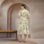 Stylum Women's Floral Printed Cotton Flared Dress green