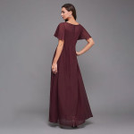 Miss Chase Women's Halter-Neck Cap-Sleeve Pleated Embellished Georgette Dress , wine