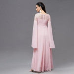 Miss Chase Women's Halter-Neck Cap-Sleeve Pleated Embellished Georgette Maxi Dress , lychee pink