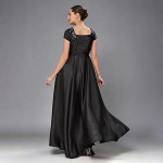 Miss Chase Women's Halter-Neck Cap-Sleeve Pleated Embellished Georgette Maxi Dress , black