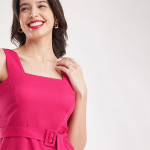 purple Women's Fit and Flare Midi Dress