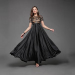 Miss Chase Women's Halter-Neck Cap-Sleeve Pleated Embellished Georgette Maxi Dress , black