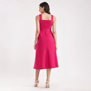 purple Women's Fit and Flare Midi Dress
