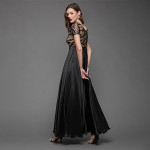 Miss Chase Women's Halter-Neck Cap-Sleeve Pleated Embellished Georgette Maxi Dress , black