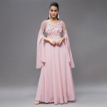 Miss Chase Women's Halter-Neck Cap-Sleeve Pleated Embellished Georgette Maxi Dress , lychee pink