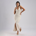 Calvin Klein Jeans Polyester v-Neck Maxi Dresses , sand