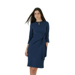 Navy Satin Tie-Up Dress