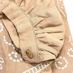 Women's Midi Cotton Dress, Long Sleeve, With Embroidery, Button Front with Belt , beige